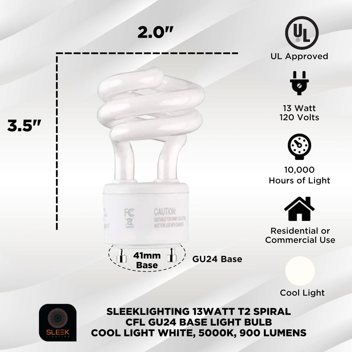 SLEEKLIGHTING 13W 120V CFL bulb offers efficient replacement for incandescent.