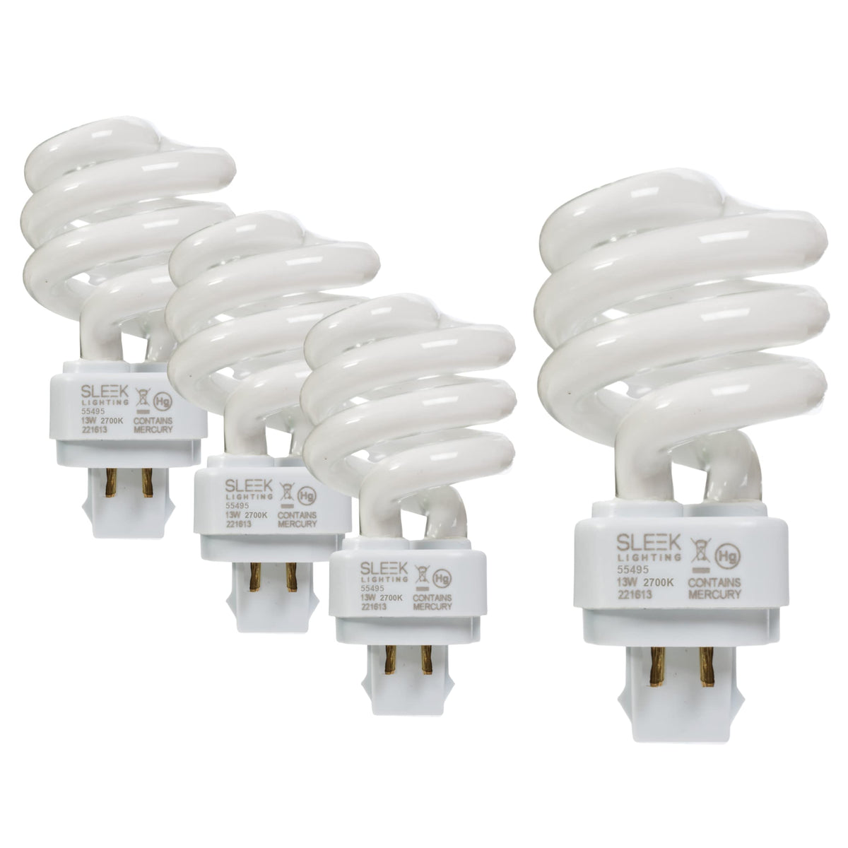 SLEEKLIGHTING 13W T3 CFL front view shows energy efficient warm light