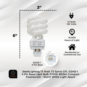 SLEEKLIGHTING 13W CFL with 4-pin G24Q-1 base installed in a kitchen fixture
