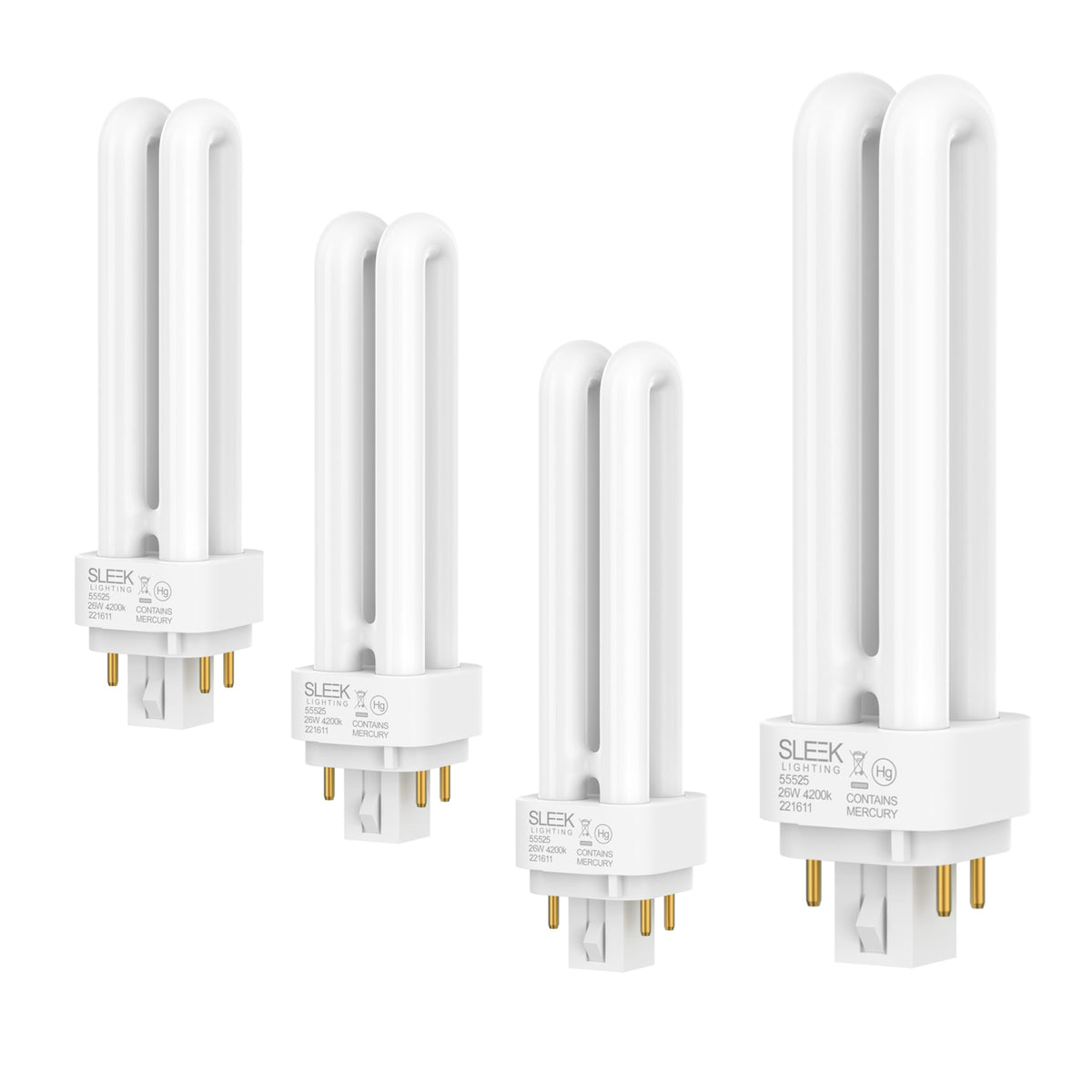 SLEEKLIGHTING 26W G24q-3 bulb close-up, easy twist-in install for compatible fixtures.