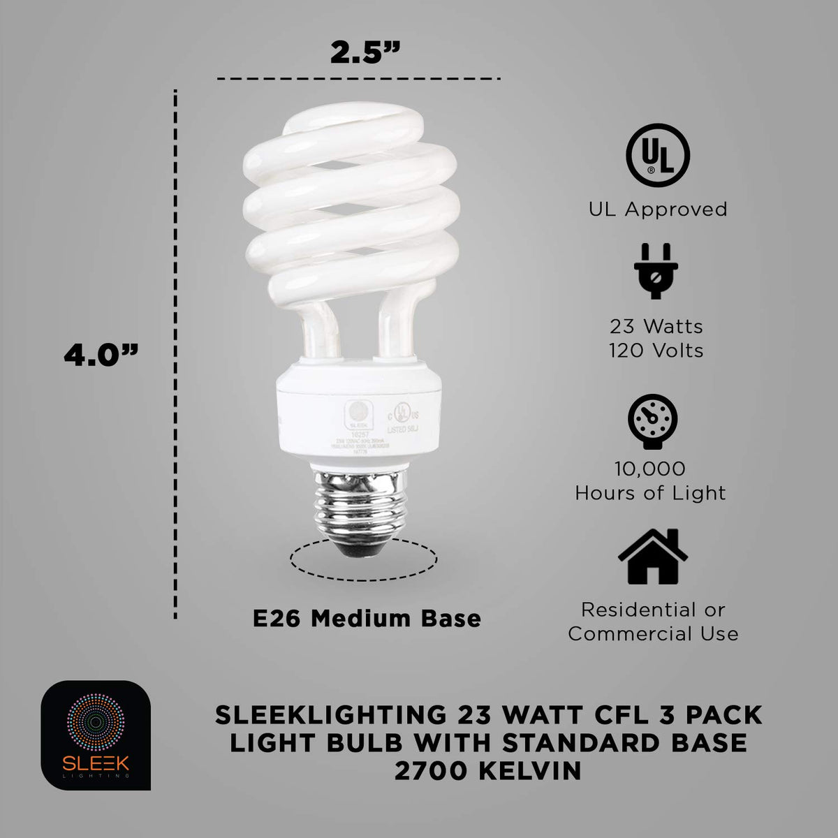 SLEEKLIGHTING 2700K warm white 1600 lumens for cozy living spaces.