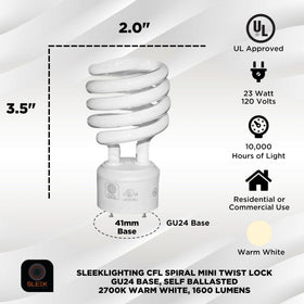 SLEEKLIGHTING GU24 23W 2700K 1600lm 4-pack with energy-efficient illumination