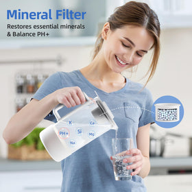 Slevoo glass pitcher with remineralization restores minerals for better taste.