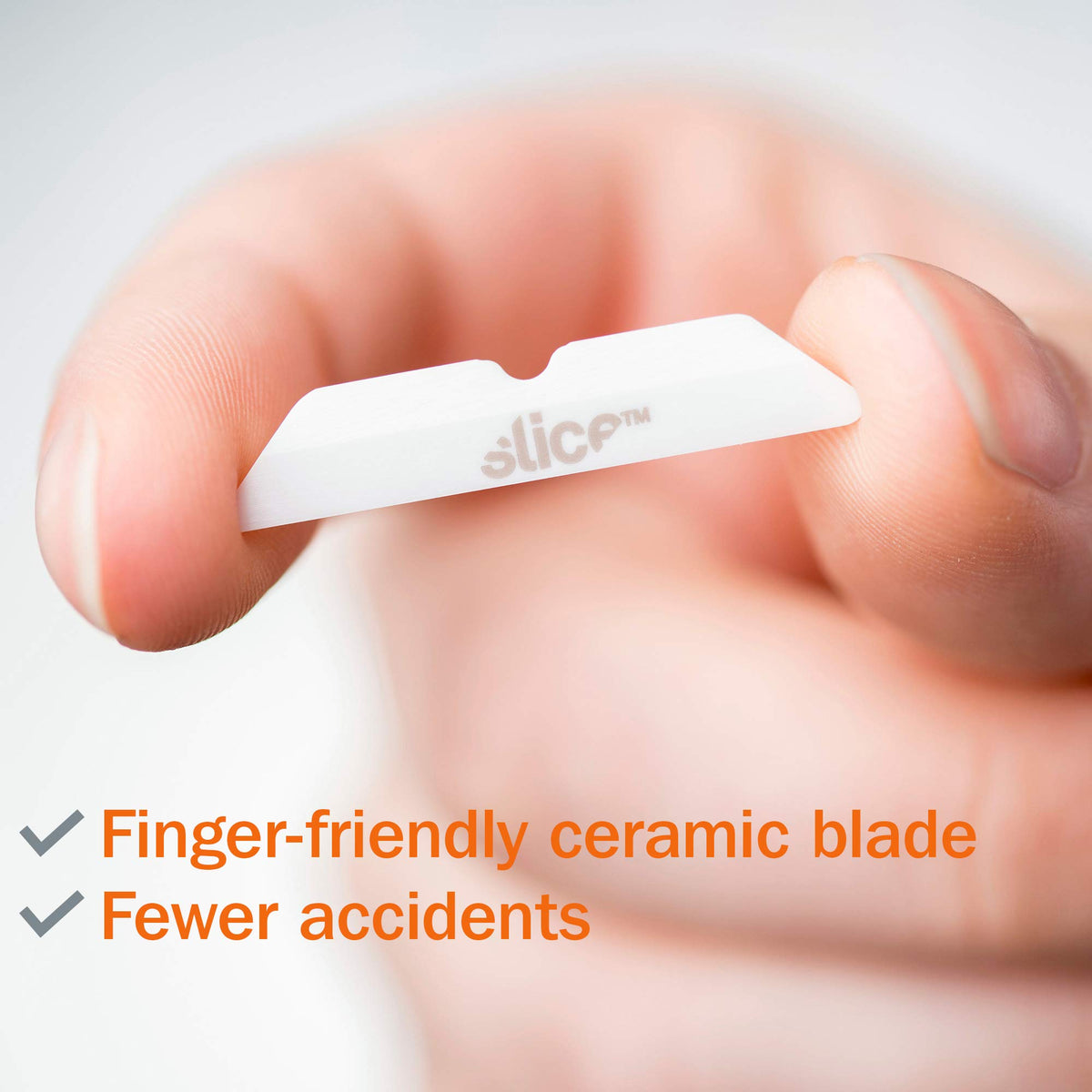 Slice 10404 ceramic blade with rounded tip designed for safer handling