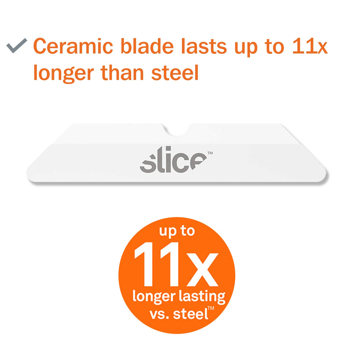 Slice 10404 blade highlights edge longevity compared to metal blades