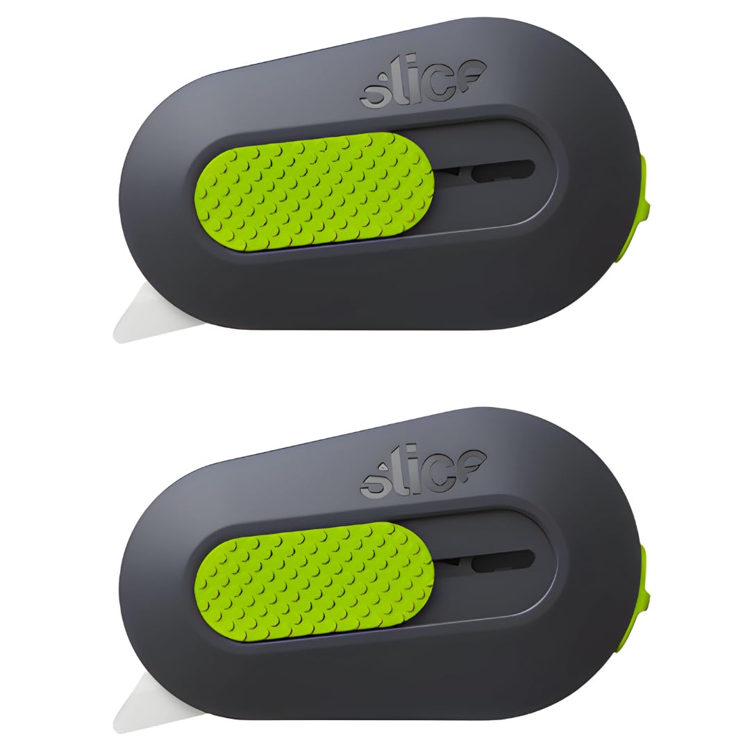 Slice auto-retractable mini box cutter on a keychain with magnetic handy access