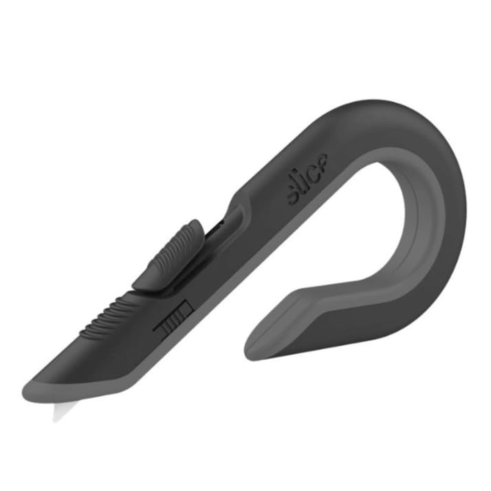 Slice box cutter with ceramic blade close-up showing safe edge for controlled cuts