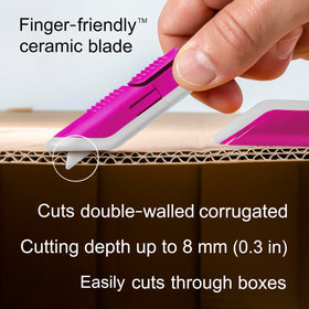 Slice Box Cutter cuts cardboard and tape with precision.