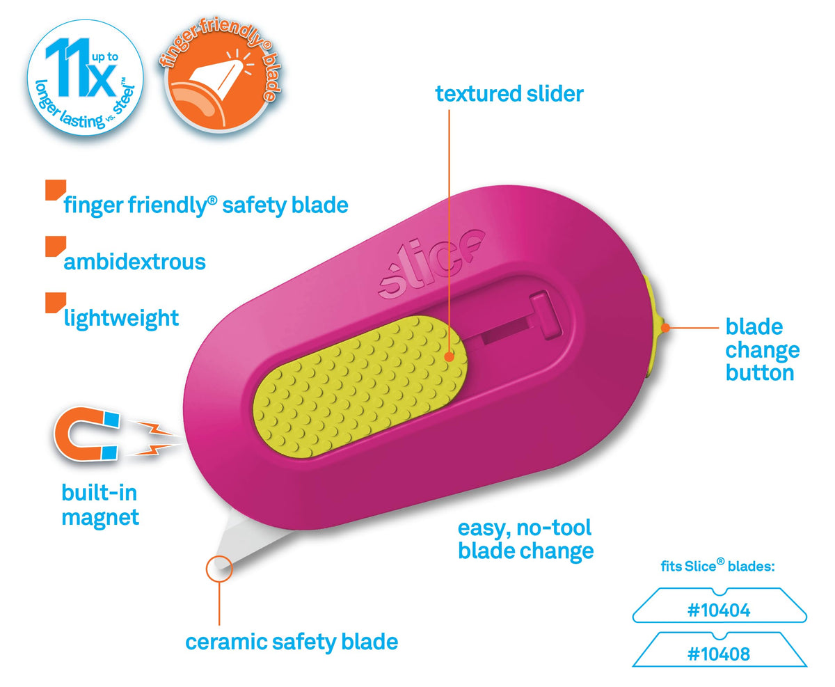 Slice Mini Box Cutter magnet on fridge shows handy storage