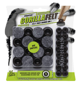 Slipstick GorillaFelt 16-pack swivel glide for angled chair legs with quiet movement on hard floors