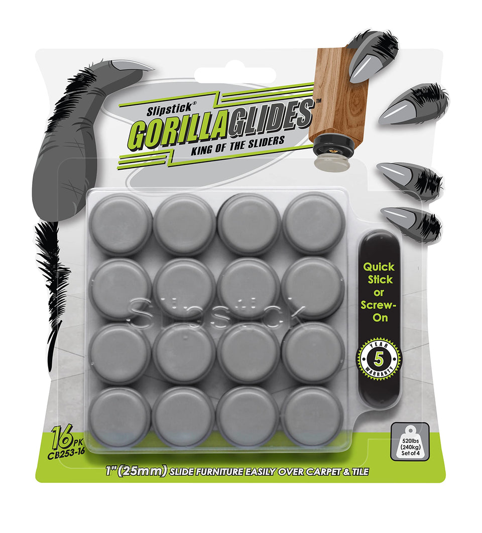 Slipstick GorillaGlides 1-inch round glide protects floors during chair movement.