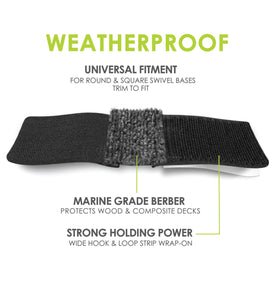 Slipstick wrap-on berber pad for metal furniture base supports quiet sliding on tile floors.