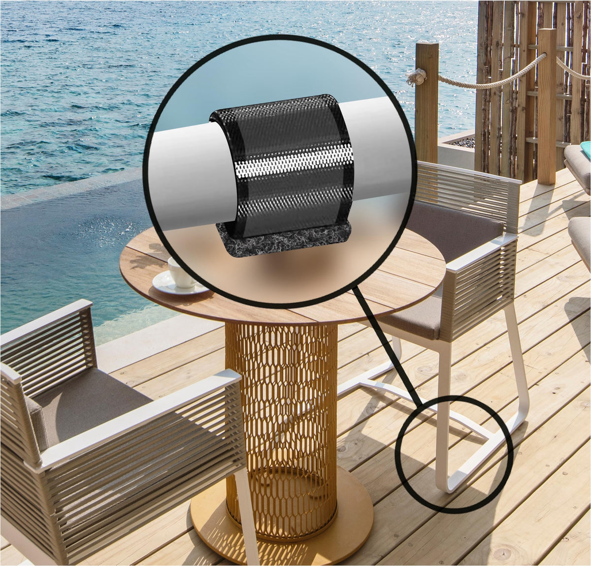 Weatherproof berber withstands outdoor conditions while preserving floor finishes.