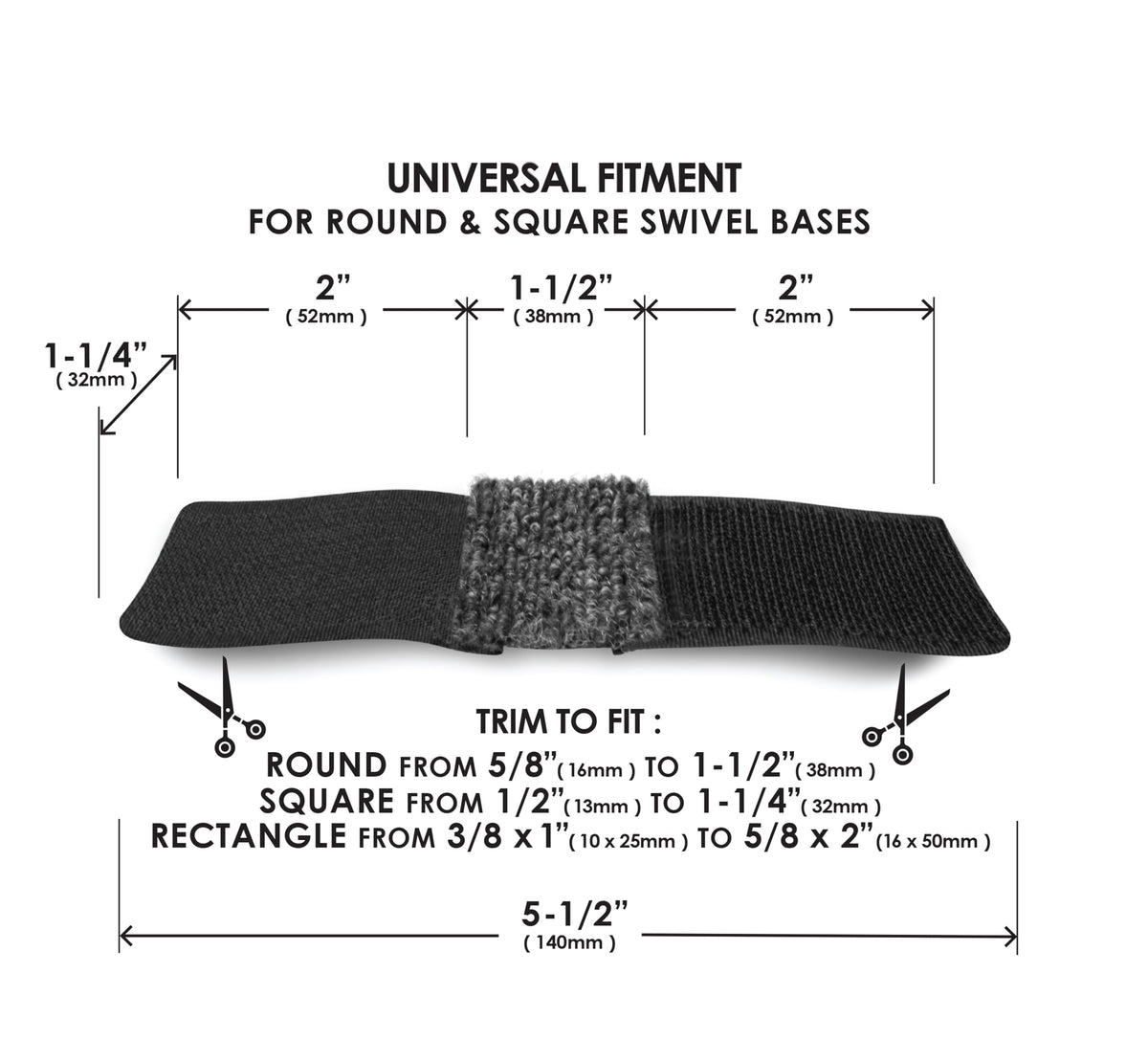 Hook-and-loop closure secures pads quickly and stays attached during rearrangement.