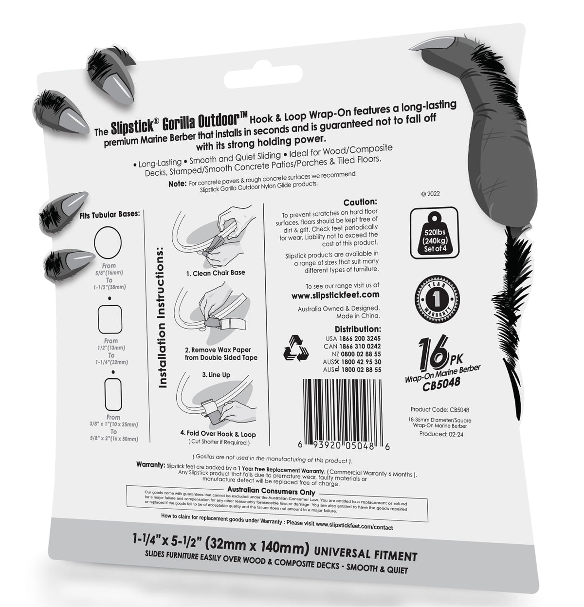 Slipstick GorillaOutdoor 16-pack wrap-on pads ready for quick setup and use.