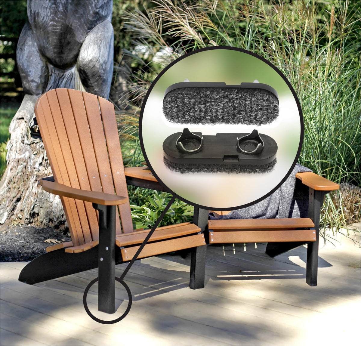 Secure tap-on crown prong keeps GorillaOutdoor berber glides firmly attached.