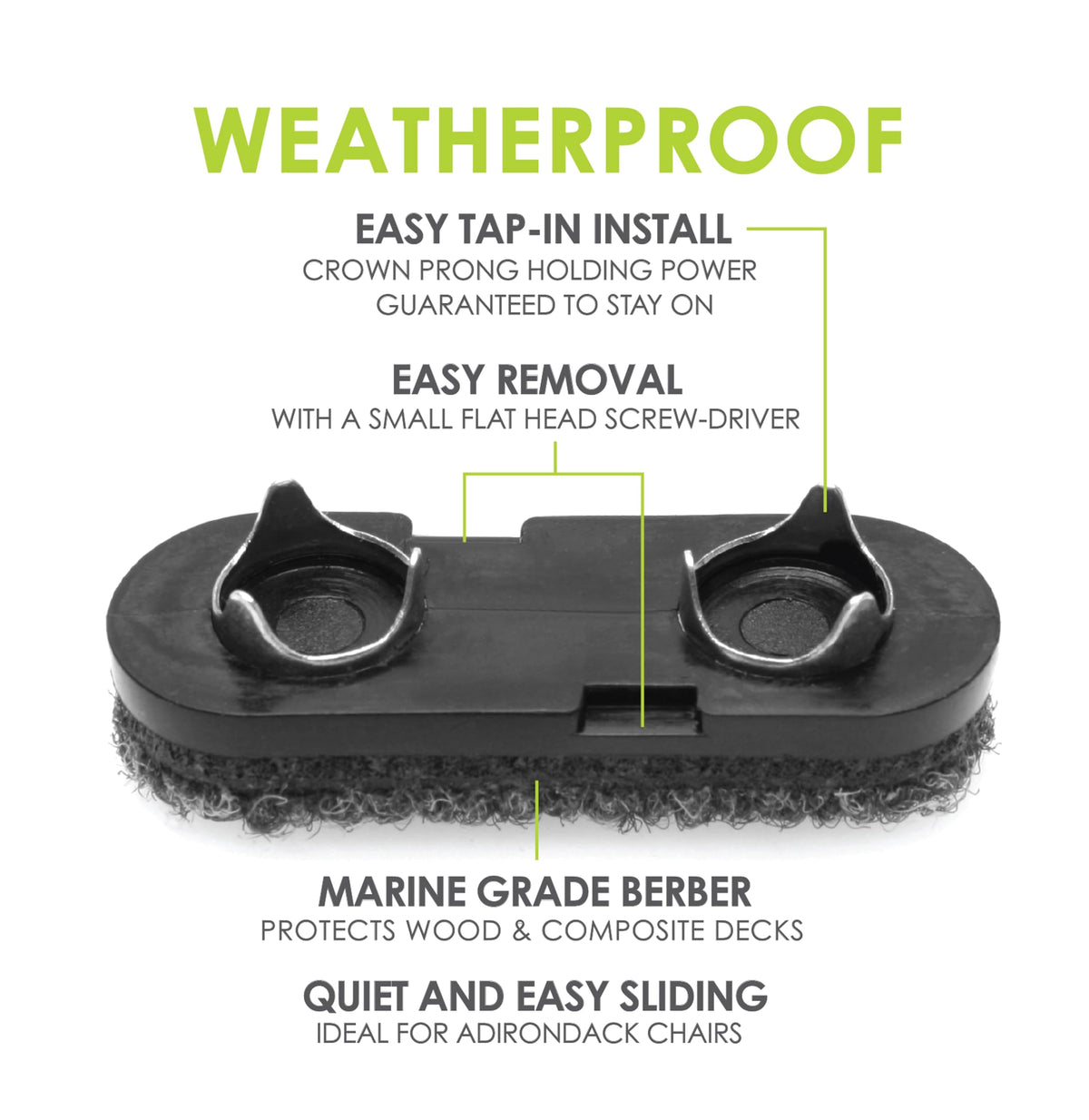Slipstick GorillaOutdoor berber glide protects wooden deck from chair leg scratches.