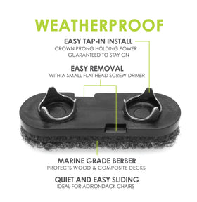 Slipstick GorillaOutdoor berber glide protects wooden deck from chair leg scratches.