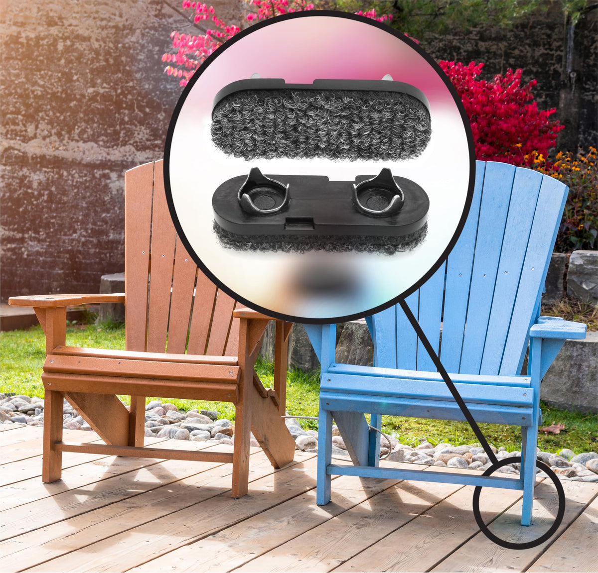 Quiet, smooth sliding on outdoor and indoor furniture feet.