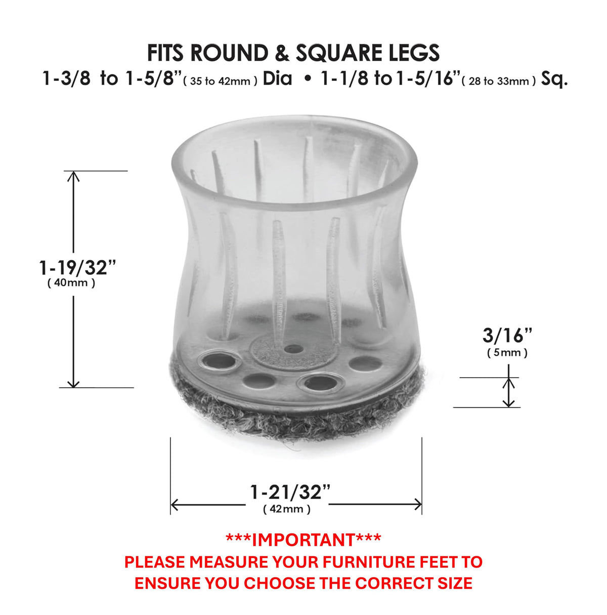 Clear sleeve protection on outdoor berber pads for durable furniture feet.
