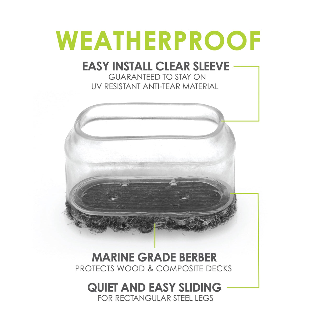 Slipstick GorillaOutdoor rectangular-leg pad offers secure, snug outdoor protection.