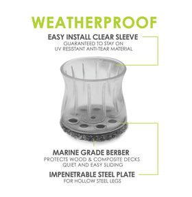 Square legs 1-1/8 to 1-5/16 inch fit for indoor and outdoor use.