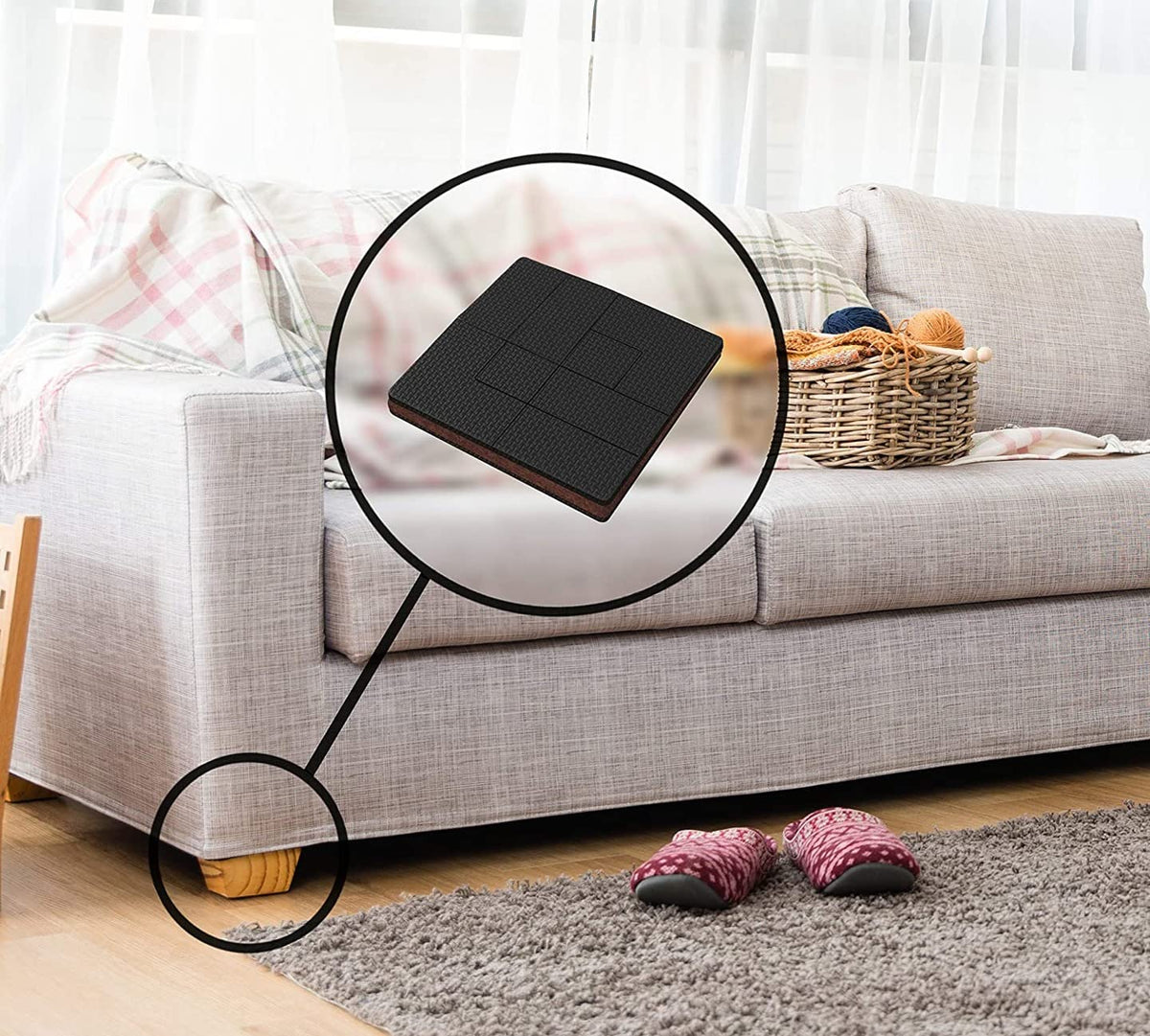 Slipstick GorillaPads adhesive backings included for optional attachment, helping secure furniture in place.