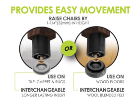 Slipstick GorillaRisers CB251-8 chair leg screw-on risers add height securely.