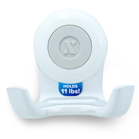 SlipX Solutions Power Lock suction cup hook securely holds towels on the shower wall.