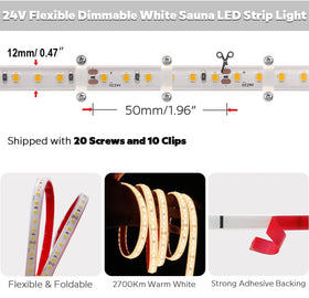 SLL HUT IP68 waterproof sauna LED strip for humid spaces and steam rooms
