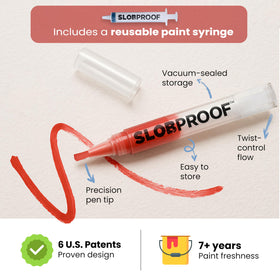 Slobproof fine-tip brush enables precise coverage on walls, trim, and furniture