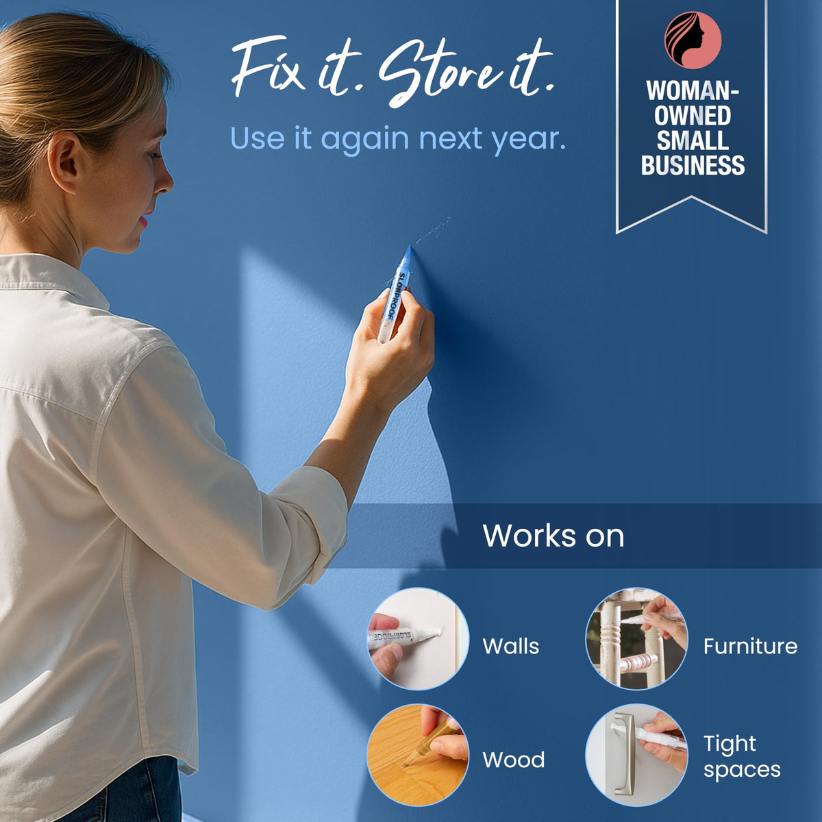 Slobproof twist-control paint pen tip enables controlled, drip-free application.