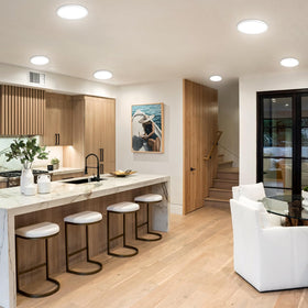Slochi ultra-thin flush mount with simple surface or recessed installation.