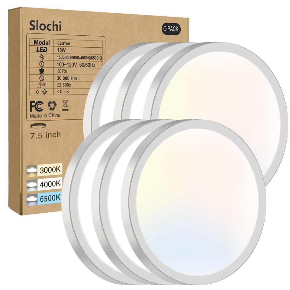 Slochi flush-mount ceiling light 7.5-inch delivers even brightness for any room.