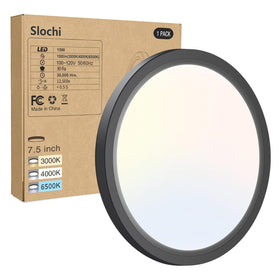 Slochi LED flush mount closeup diffuser shows even light distribution.