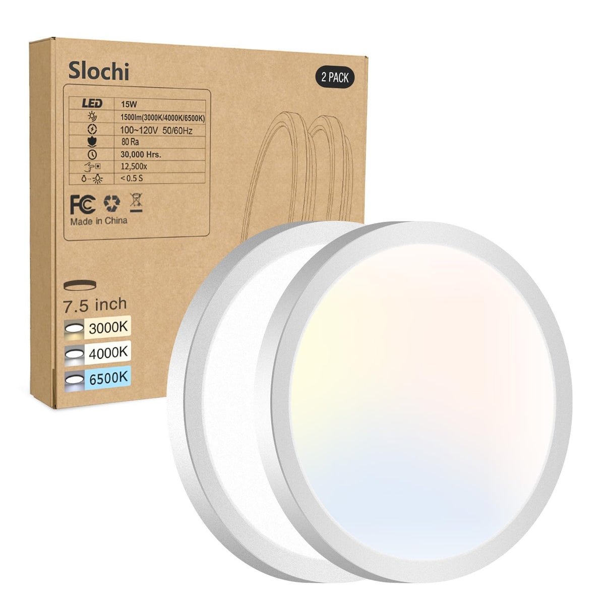 Slochi LED flush mount kitchen light showing bright 1500lm efficiency