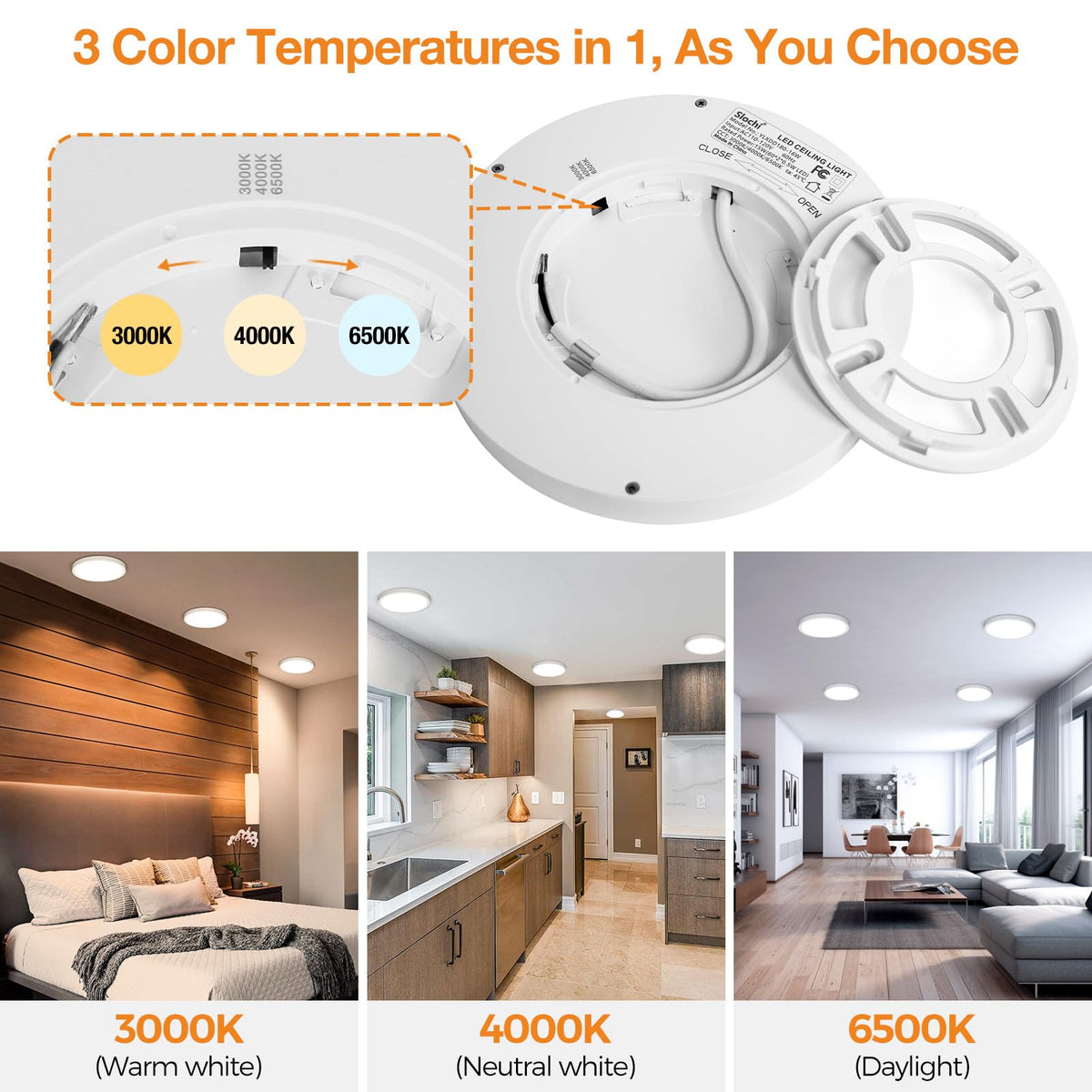 Slochi LED flush mount laundry room light delivering clear illumination