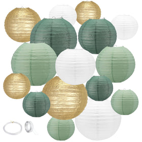 Slofunife 16-pack sage green lanterns for versatile indoor/outdoor decor