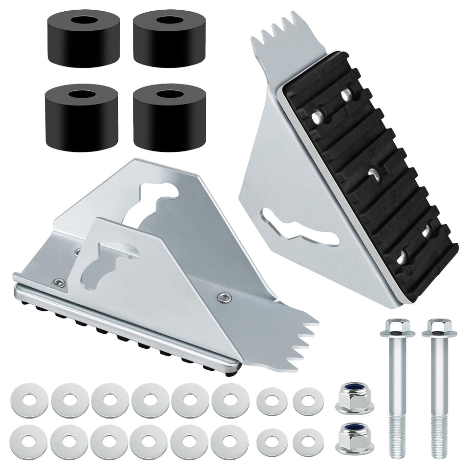 SlogPith aluminum anti-skid shoe kit provides stable ladder feet on uneven surfaces.