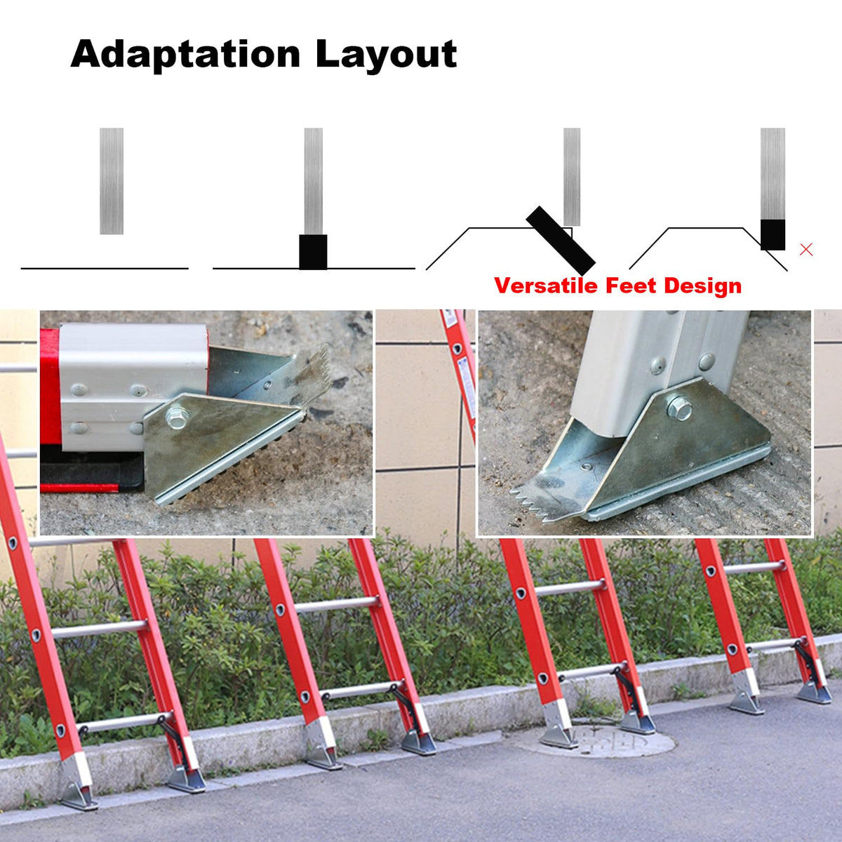 SlogPith easy-installation hardware simplifies swapping ladder feet.
