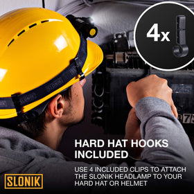 SLONIK headlamp features a 90-degree swivel for flexible lighting angles.