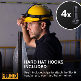 SLONIK headlamp with adjustable headband for a secure, comfortable fit.