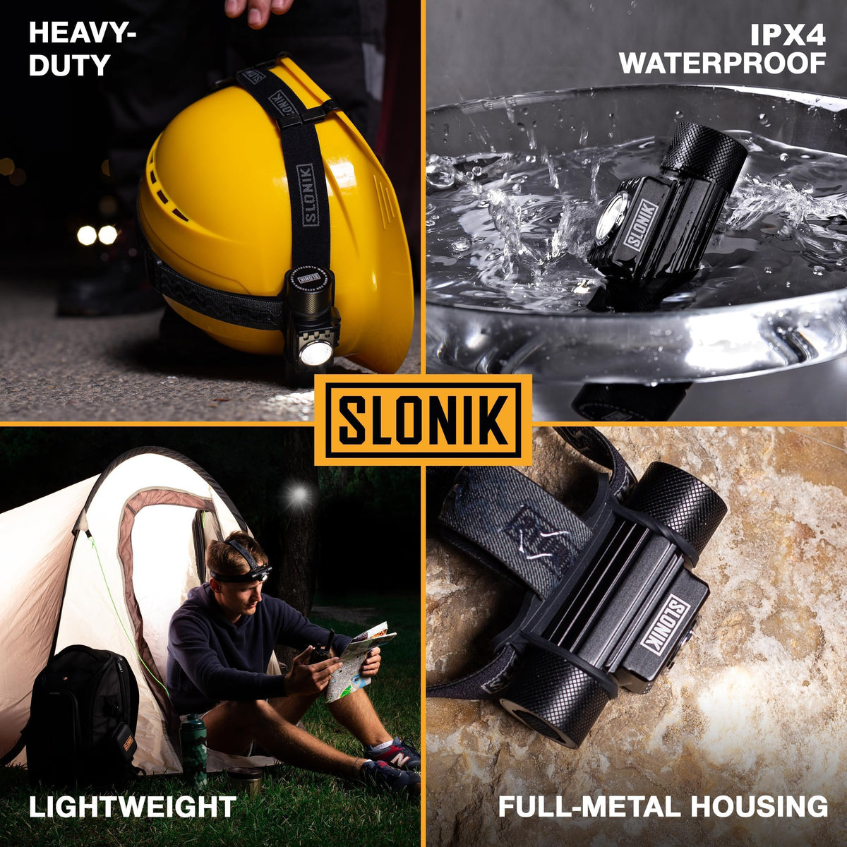 SLONIK aero-grade aluminum body offers rugged durability for outdoor use.