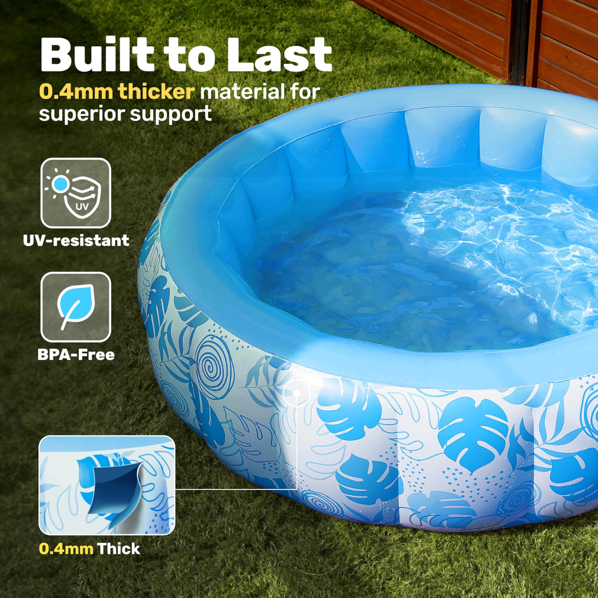 Sloosh inflatable pool with built-in drain plug for easy cleanup