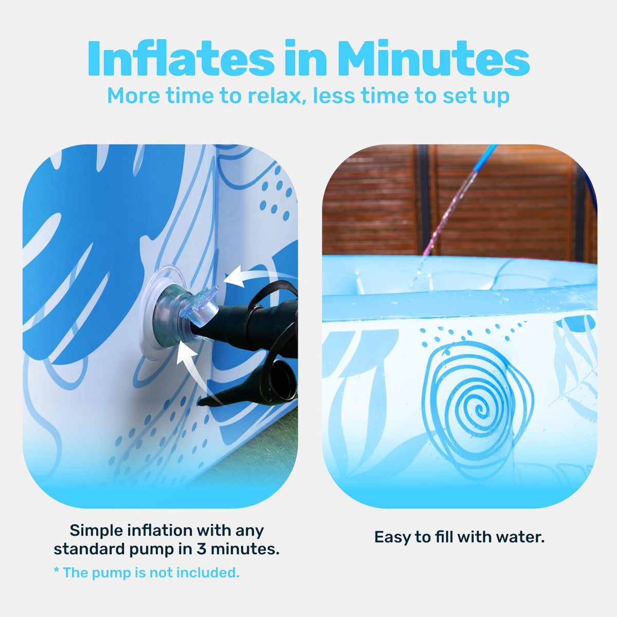 Sloosh inflatable pool featuring heavy-duty puncture-resistant material