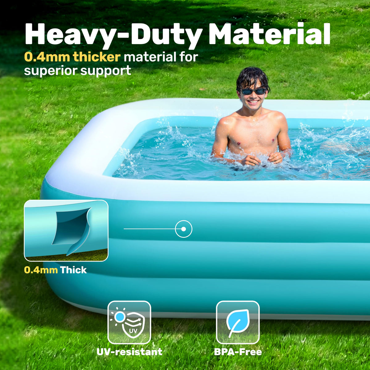 SLOOSH pool 120x72x22 dimensions for spacious pool days.