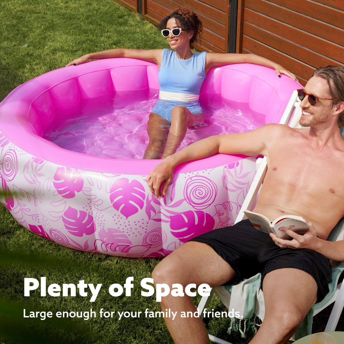 Sloosh pool elegant tropical pink pattern adds chic decor