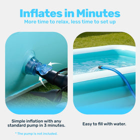 SLOOSH pool inflatable bench seat adds relaxed seating in water.