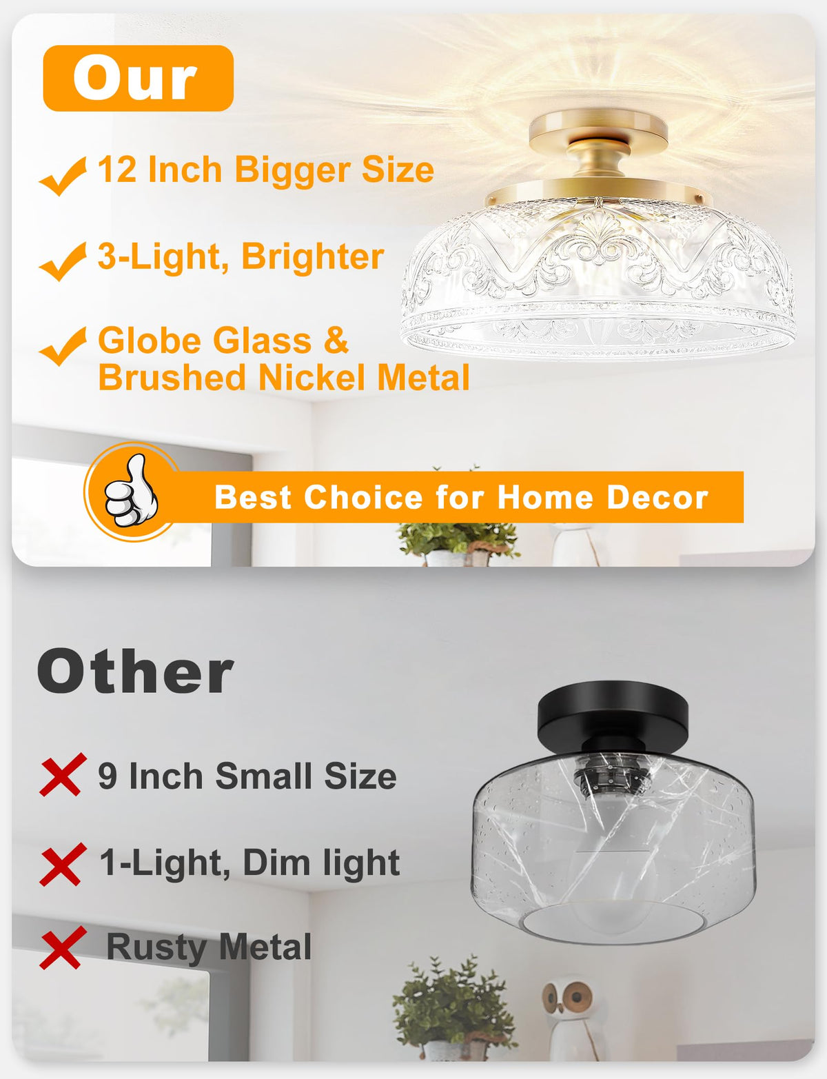 Slypadan 3-light globe close-up showcases vintage glass shade and engraving.