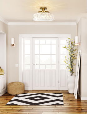 Slypadan gold finish ceiling mount highlights easy installation and broad illumination.